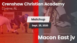 Matchup: Crenshaw Christian vs. Macon East jv 2020