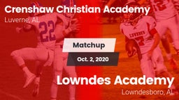 Matchup: Crenshaw Christian vs. Lowndes Academy  2020