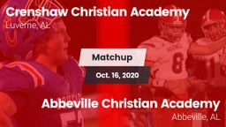 Matchup: Crenshaw Christian vs. Abbeville Christian Academy  2020