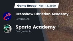 Recap: Crenshaw Christian Academy  vs. Sparta Academy  2020