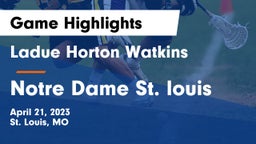 Ladue Horton Watkins  vs Notre Dame St. louis Game Highlights - April 21, 2023