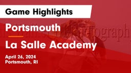 Portsmouth  vs La Salle Academy Game Highlights - April 26, 2024