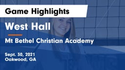 West Hall  vs Mt Bethel Christian Academy Game Highlights - Sept. 30, 2021