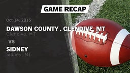 Recap: Dawson County , Glendive, MT vs. Sidney  2016