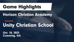 Horizon Christian Academy  vs Unity Christian School  Game Highlights - Oct. 10, 2022