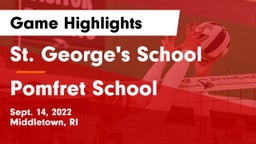 St. George's School vs Pomfret School Game Highlights - Sept. 14, 2022