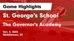 St. George's School vs The Governor's Academy Game Highlights - Oct. 4, 2023