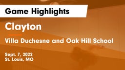 Clayton  vs Villa Duchesne and Oak Hill School Game Highlights - Sept. 7, 2022