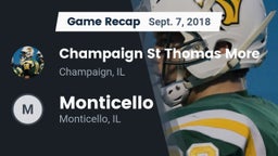 Recap: Champaign St Thomas More  vs. Monticello  2018
