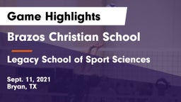 Brazos Christian School vs Legacy School of Sport Sciences Game Highlights - Sept. 11, 2021