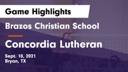 Brazos Christian School vs Concordia Lutheran  Game Highlights - Sept. 10, 2021