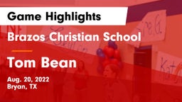 Brazos Christian School vs Tom Bean  Game Highlights - Aug. 20, 2022