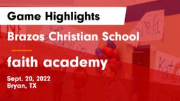 Brazos Christian School vs faith academy  Game Highlights - Sept. 20, 2022