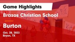 Brazos Christian School vs Burton Game Highlights - Oct. 28, 2022