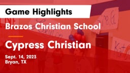 Brazos Christian School vs Cypress Christian Game Highlights - Sept. 14, 2023