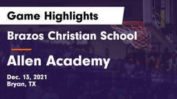 Brazos Christian School vs Allen Academy Game Highlights - Dec. 13, 2021