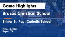 Brazos Christian School vs Shiner St. Paul Catholic School Game Highlights - Nov. 30, 2023