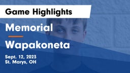 Memorial  vs Wapakoneta  Game Highlights - Sept. 12, 2023