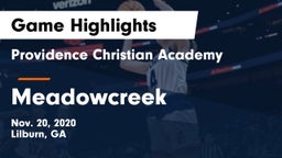 Providence Christian Academy  vs Meadowcreek  Game Highlights - Nov. 20, 2020