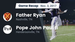 Recap: Father Ryan  vs. Pope John Paul II  2017