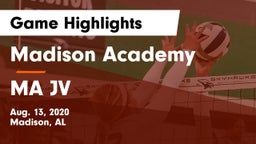 Madison Academy  vs MA JV Game Highlights - Aug. 13, 2020
