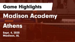 Madison Academy  vs Athens  Game Highlights - Sept. 4, 2020