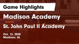 Madison Academy  vs St. John Paul II Academy Game Highlights - Oct. 13, 2020