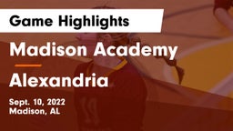 Madison Academy  vs Alexandria  Game Highlights - Sept. 10, 2022