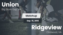 Matchup: Union School High vs. Ridgeview  2016
