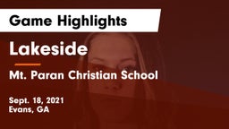 Lakeside  vs Mt. Paran Christian School Game Highlights - Sept. 18, 2021