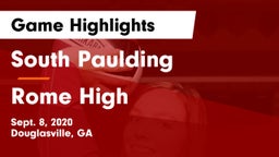 South Paulding  vs Rome High Game Highlights - Sept. 8, 2020
