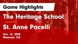 The Heritage School vs St. Anne Pacelli Game Highlights - Oct. 13, 2020
