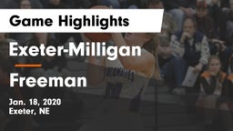 Exeter-Milligan  vs Freeman  Game Highlights - Jan. 18, 2020