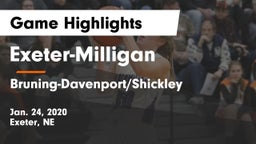 Exeter-Milligan  vs Bruning-Davenport/Shickley  Game Highlights - Jan. 24, 2020