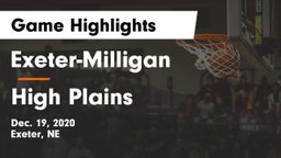 Exeter-Milligan  vs High Plains  Game Highlights - Dec. 19, 2020