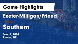 Exeter-Milligan/Friend  vs Southern  Game Highlights - Jan. 5, 2024