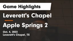 Leverett's Chapel  vs Apple Springs 2 Game Highlights - Oct. 4, 2022