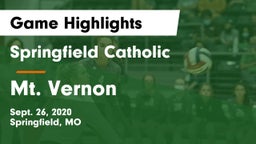Springfield Catholic  vs Mt. Vernon  Game Highlights - Sept. 26, 2020