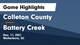 Colleton County  vs Battery Creek  Game Highlights - Dec. 11, 2021