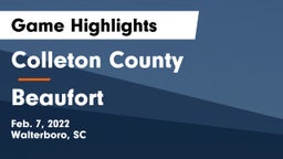 Colleton County  vs Beaufort  Game Highlights - Feb. 7, 2022