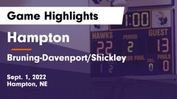 Hampton  vs Bruning-Davenport/Shickley  Game Highlights - Sept. 1, 2022