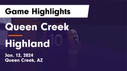 Queen Creek  vs Highland  Game Highlights - Jan. 12, 2024