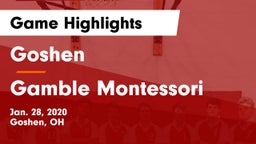 Goshen  vs Gamble Montessori  Game Highlights - Jan. 28, 2020
