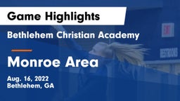 Bethlehem Christian Academy  vs Monroe Area  Game Highlights - Aug. 16, 2022