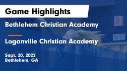 Bethlehem Christian Academy  vs Loganville Christian Academy  Game Highlights - Sept. 20, 2022