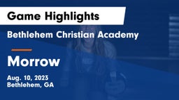 Bethlehem Christian Academy  vs Morrow  Game Highlights - Aug. 10, 2023