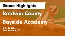 Baldwin County  vs Bayside Academy  Game Highlights - Oct. 3, 2023