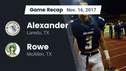 Recap: Alexander  vs. Rowe  2017