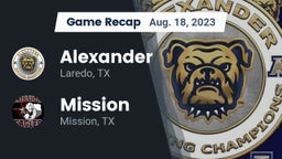 Recap: Alexander  vs. Mission  2023