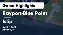 Bayport-Blue Point  vs Islip  Game Highlights - April 2, 2024